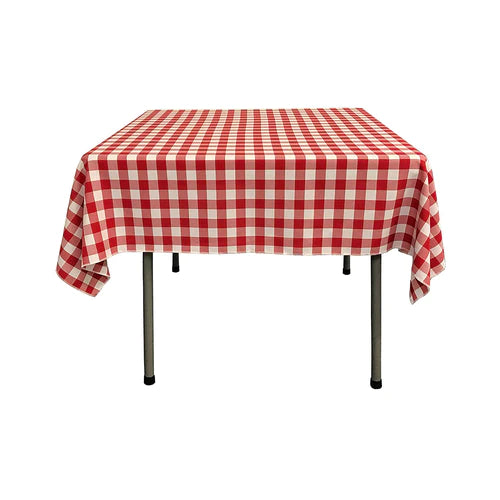 42" x  42" Square Tablecloth for 30" Square Small Coffee Table with 6" Drop, Polyester Checkered Gingham Plaid Table Overlay