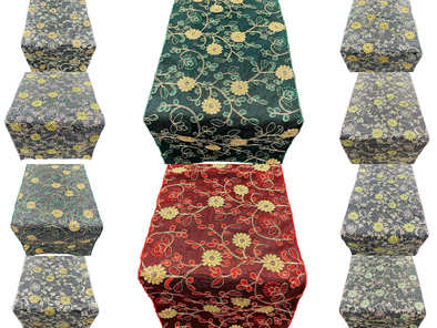 Metallic Floral Runner - 12" x 90" Multi Color Metallic Floral Table Runner for Event Decoration