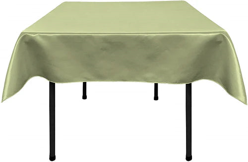 58" x 58" Square Polyester Bridal Satin Table Table Overlay, For a Small 46" Square Coffee Table With 6" Drop