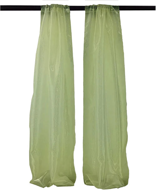 5 Feet Wide x 9 Feet High, Polyester Sheer Mirror Organza Backdrop Drape, Curtain Panels, Room Divider, 1 Pair.