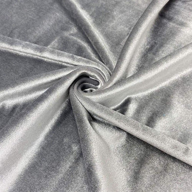 Silver Spandex Velvet Fabric 60" Wide 90% Polyester/10% Stretch Velvet Fabric By The Yard