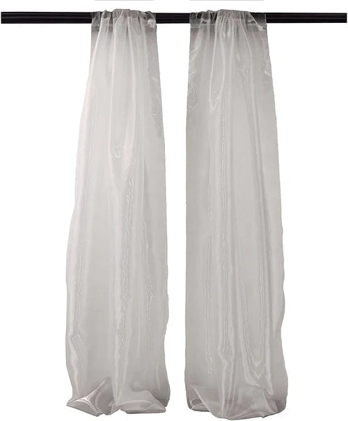 5 Feet Wide x 9 Feet High, Polyester Sheer Mirror Organza Backdrop Drape, Curtain Panels, Room Divider, 1 Pair.