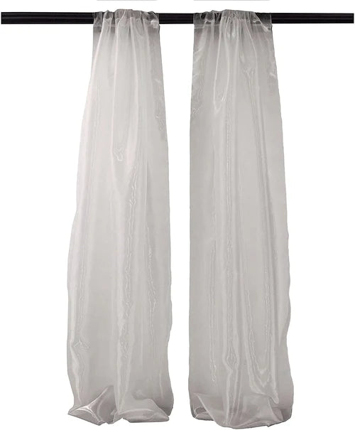 5 Feet Wide x 15 Feet High, Polyester Sheer Mirror Organza Backdrop Drape, Curtain Panels, Room Divider, 1 Pair.