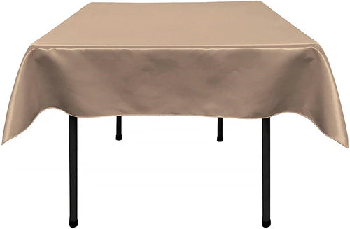 54" x 54" Square Polyester Bridal Satin Table Table Overlay, For a Small 42" Square Coffee Table With 6" Drop