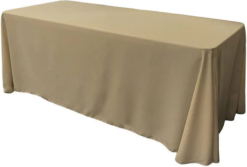 90" Wide by 120" Long Rectangular Polyester Poplin Seamless Tablecloth - Rounded Corners