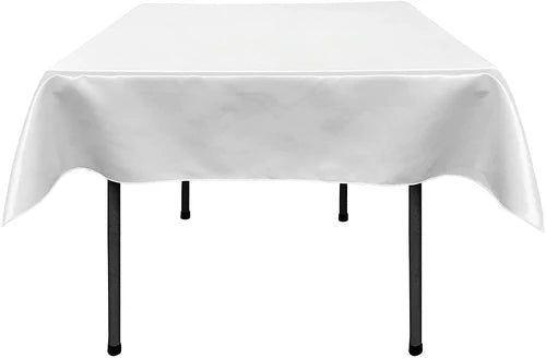 58" x 58" Square Polyester Bridal Satin Table Table Overlay, For a Small 46" Square Coffee Table With 6" Drop