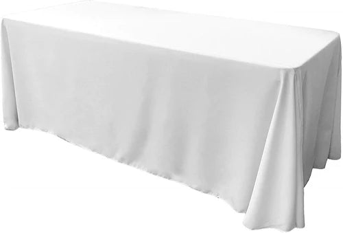 90" Wide by 120" Long Rectangular Polyester Poplin Seamless Tablecloth - Rounded Corners