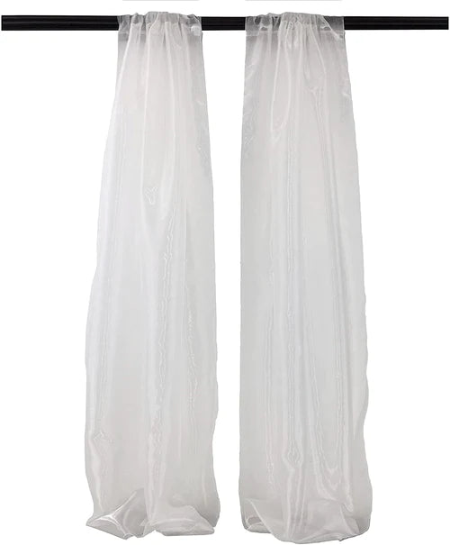 5 Feet Wide x 20 Feet High, Polyester Sheer Mirror Organza Backdrop Drape, Curtain Panels, Room Divider, 1 Pair.