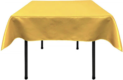 58" x 58" Square Polyester Bridal Satin Table Table Overlay, For a Small 46" Square Coffee Table With 6" Drop